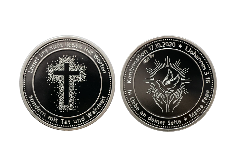 COLOUR coin with custom engraving / print