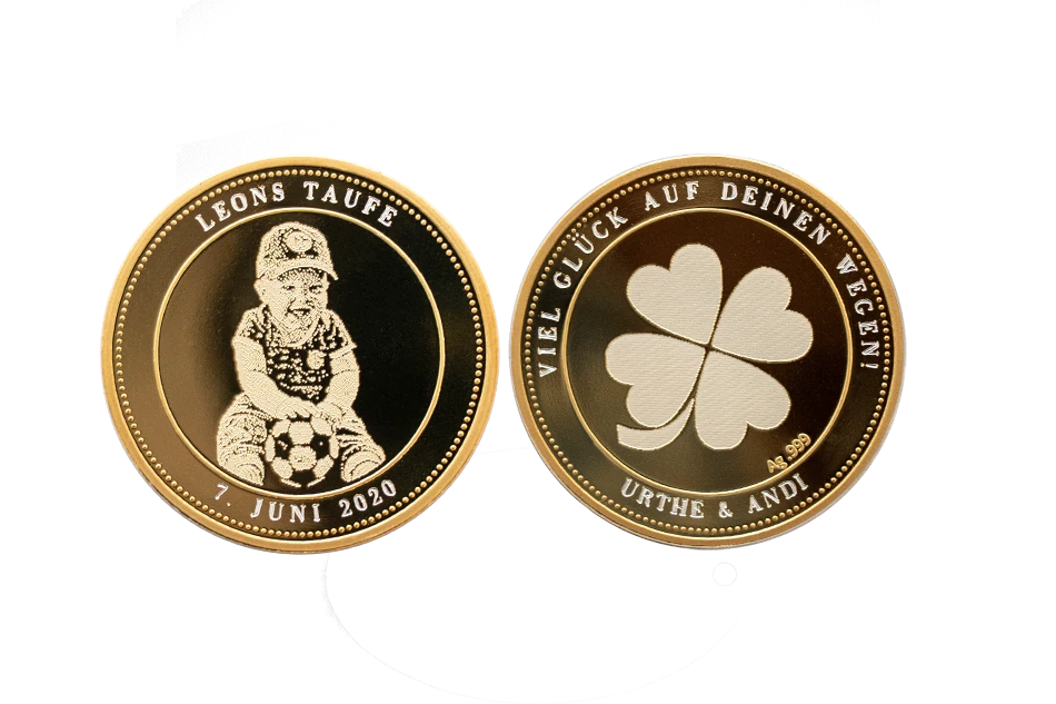 COLOUR coin with custom engraving / print